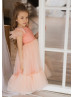 Peach Tulle Latest Flower Girl Dress